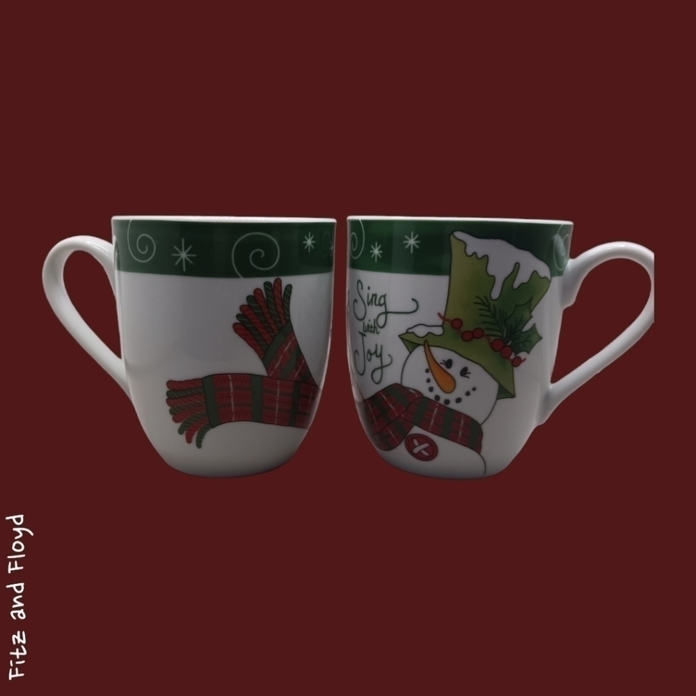 Fitz & Floyd snowman coffee mugs set of 2